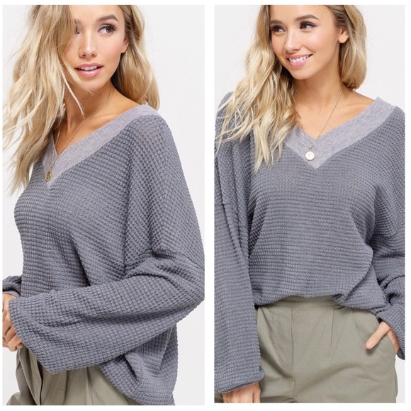 Listicle Tops - ✔️Last 1! Must Have Soft LS V-Neck Waffle Knit!